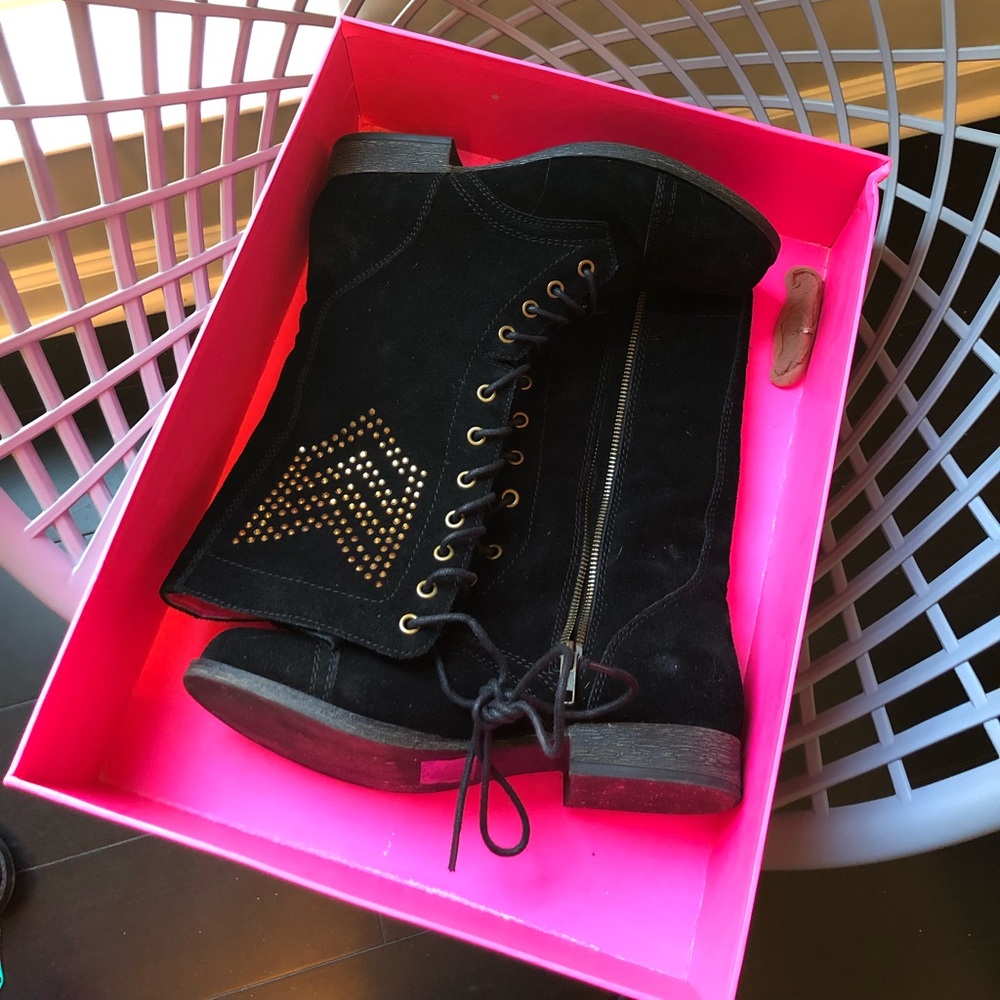 Suede Miilitary accent Betsey Johnson combat boots